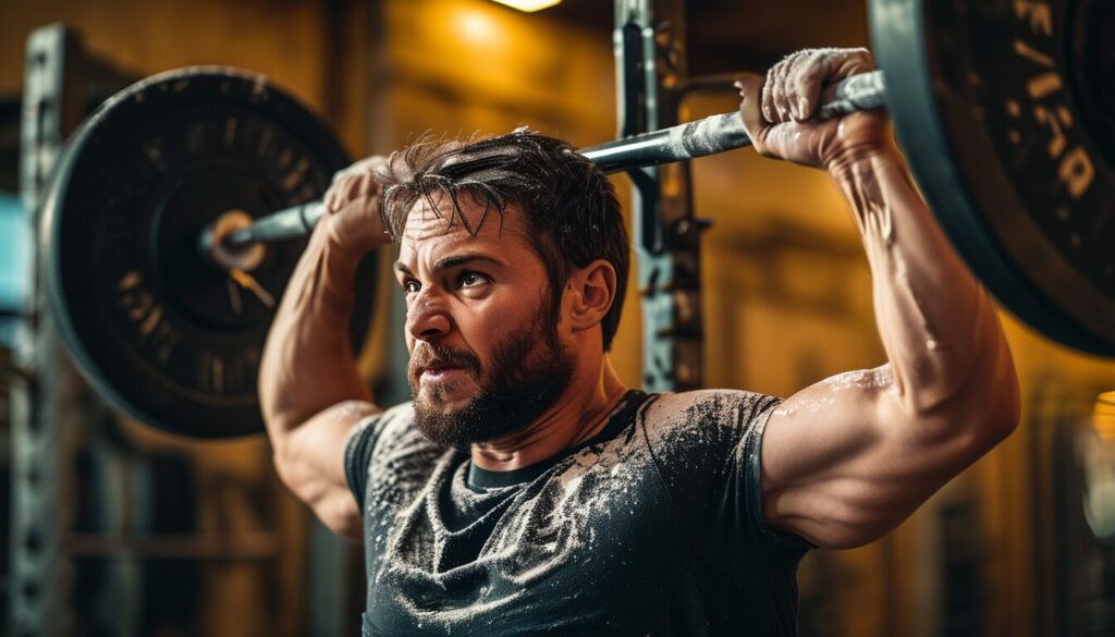 Homme musclé faisant du deadlift en salle de musculation